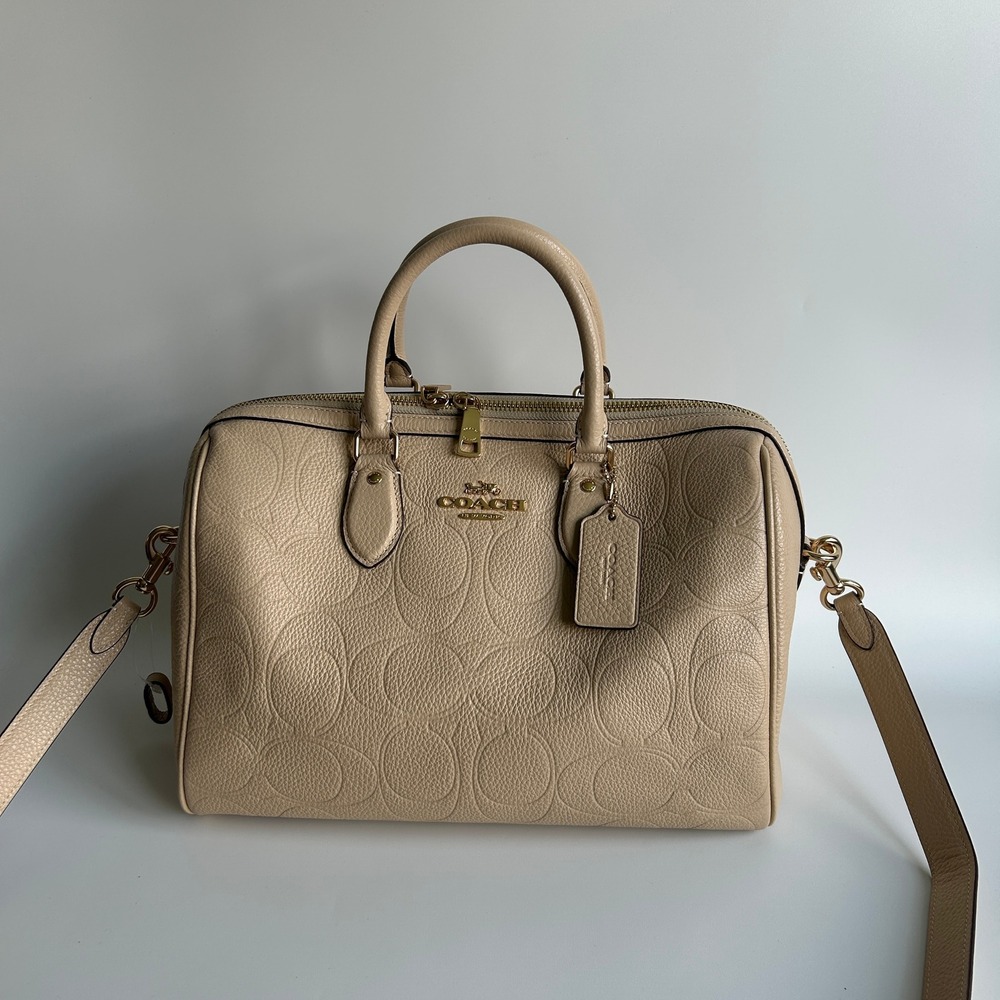 Coach Rowan Satchel Oat Signature Leather Bag CCD63